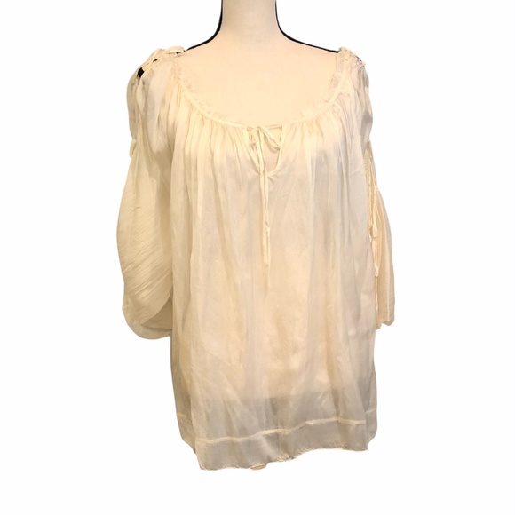 MARC JACOBS CREAM SILK TUNIC W TIES ON THE SLEEVES - Picture 1 of 15